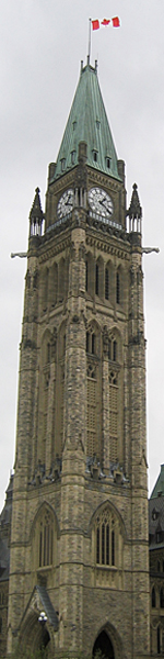 The Centre Block Tower of Parliament Hill in Ottawa.